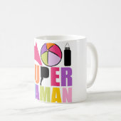 Mug Blanc 325 ml Moi Super Mama - Logo Rose Koffiemok (Voorkant rechts)
