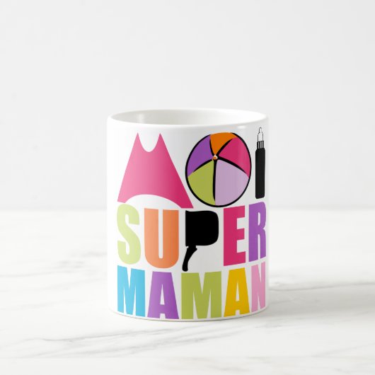 Mug Blanc 325 ml Moi Super Mama - Logo Rose Koffiemok (Center)