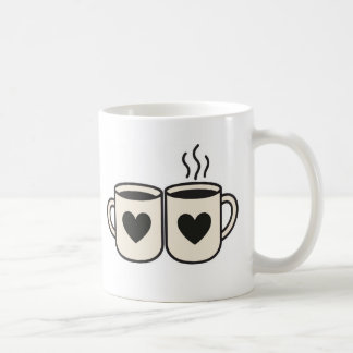 Mug Blanc Duo de Tasses Cœurs Noirs Illustration M Koffiemok