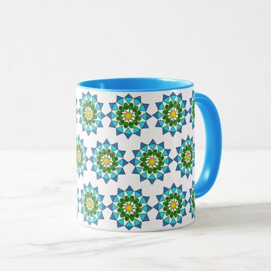 Mug - Blue Mandala Pattern Mok (Voorkant rechts)