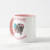Mug Born to Slay – Forcé de Travailler | Hamster Mok (Voorkant links)