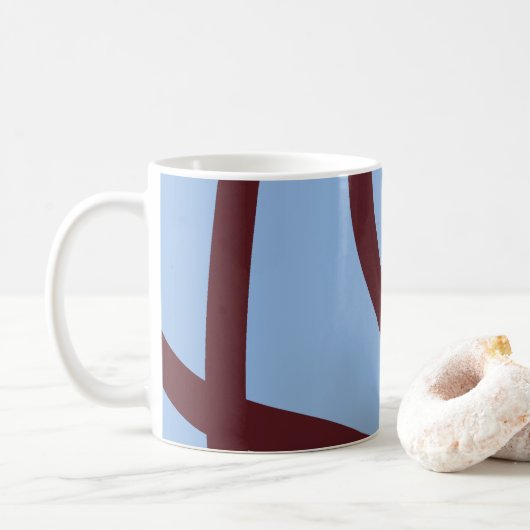 Mug – Burgundy Lines on Blue Koffiemok (Met donut)