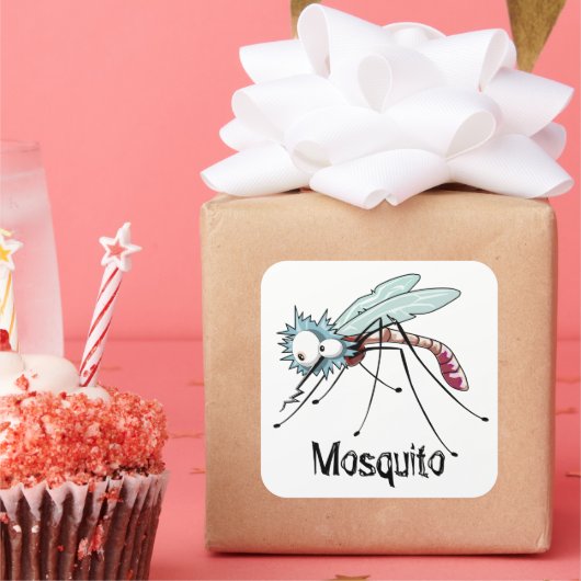 Mug cartoon mug vierkante sticker (Feest)