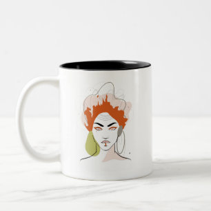 Mug cartoon van de vrouw "She World" Tweekleurige Koffiemok