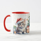 Mug Cat in Christmas mood. Mok (Links)