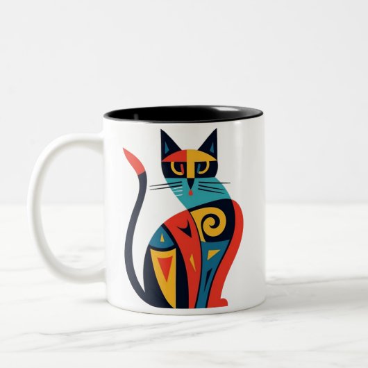 mug cat tweekleurige koffiemok (Links)