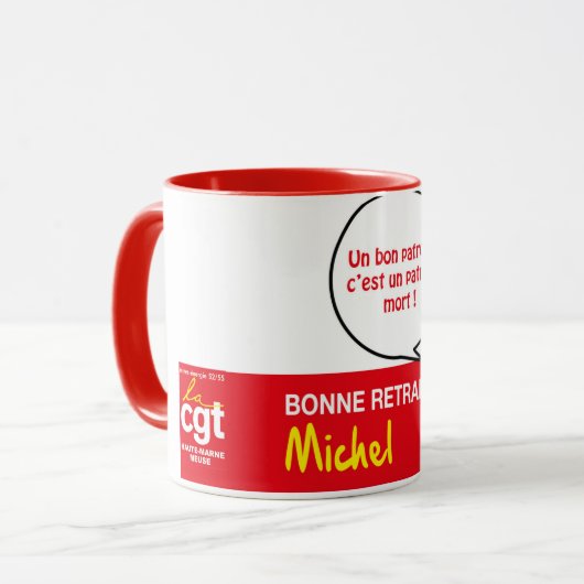 Mug CGT Rood vanuit Michel Mok (Voorkant links)