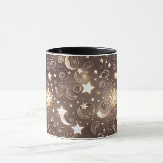 Mug - Champagne Gold Celestial Moon Mok (Midden)