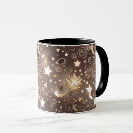 Mug - Champagne Gold Celestial Moon Mok (Voorkant rechts)