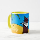 Mug chat op een Cat life-vakantie Mok (Voorkant links)