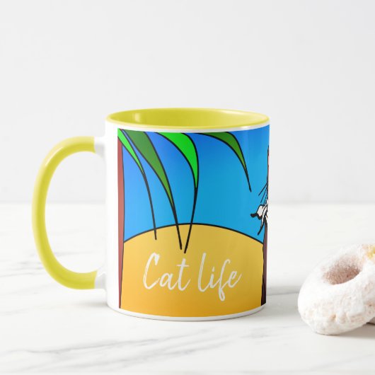 Mug chat op een Cat life-vakantie Mok (Met donut)