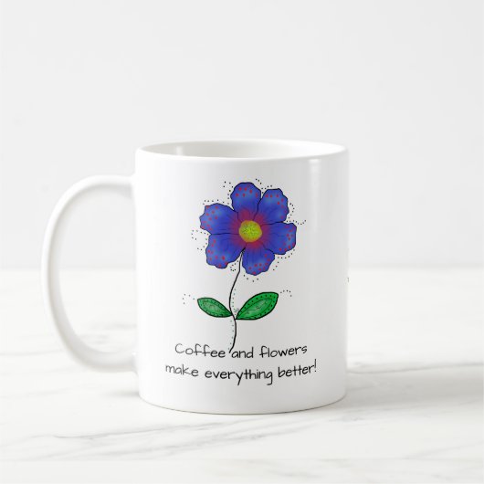 Mug "Coffee and flowers make everything better!" Koffiemok (Links)