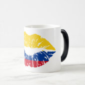 Mug Colombian Flag Kiss Print – Bold Patriotic Lip Magische Mok (Voorkant rechts)