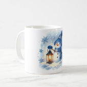 Mug Cozy Winter Snowman with Lantern – Whimsical W Koffiemok (Voorkant links)