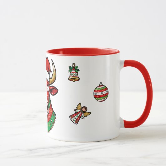 Mug de Noël vache rigolote – Mug festif Mok (Rechts)