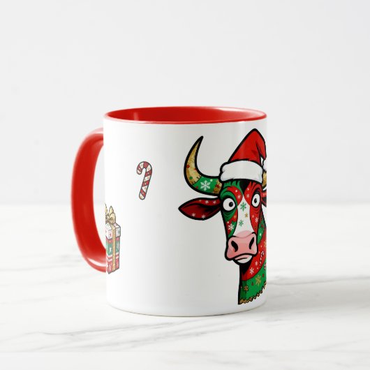 Mug de Noël vache rigolote – Mug festif Mok (Voorkant links)