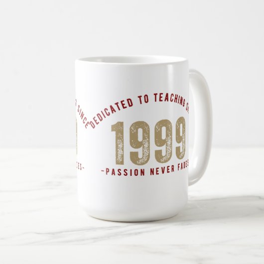 Mug - Dedicated to teaching since 1 | Teacher mug Koffiemok (Voorkant rechts)