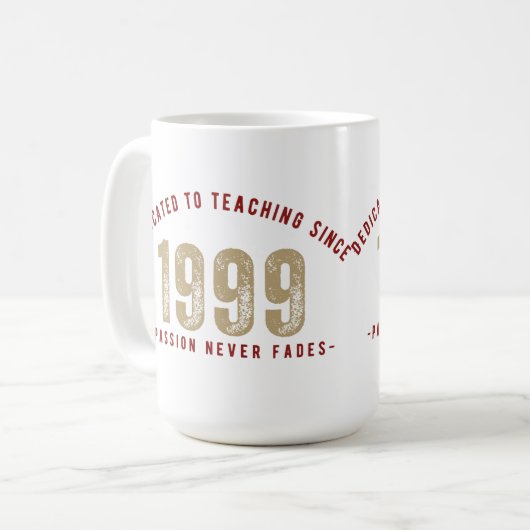 Mug - Dedicated to teaching since 1 | Teacher mug Koffiemok (Voorkant links)
