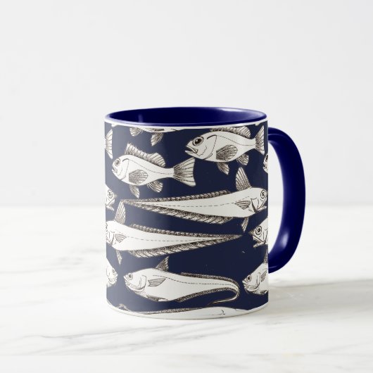 Mug Deep-Sea Fish Art blue Mok (Voorkant rechts)