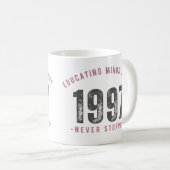 Mug - 'Educating Minds Since 1997 Never Stopping' Koffiemok (Voorkant rechts)