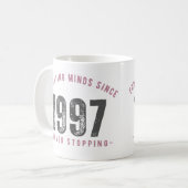 Mug - 'Educating Minds Since 1997 Never Stopping' Koffiemok (Voorkant links)
