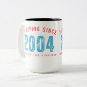 Mug for teacher | Teaching since 2004 Tweekleurige Koffiemok (Voorkant links)