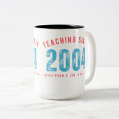 Mug for teacher | Teaching since 2004 Tweekleurige Koffiemok (Voorkant rechts)