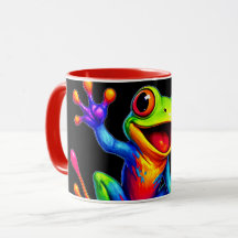 Mug fun en sprankelend, vrolijk gekleurde kikker.