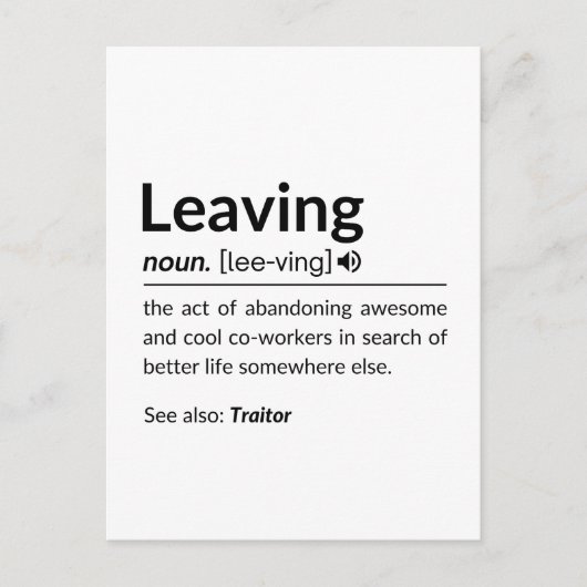 Mug grappige collega vertrekt briefkaart (Voorkant)