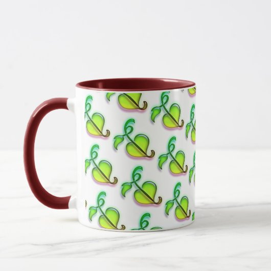 Mug - Green Leaves met Red Highlights Mok (Links)