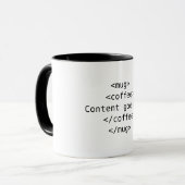 <mug>() Inhoud wordt hier weergegeven<coffee>()  Mok (Voorkant links)
