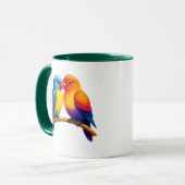 Mug koppel gekleurde vogels mok (Voorkant links)