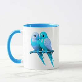Mug koppel lichtblauwe vogels. mok