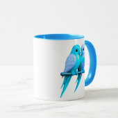 Mug koppel lichtblauwe vogels. mok (Voorkant rechts)