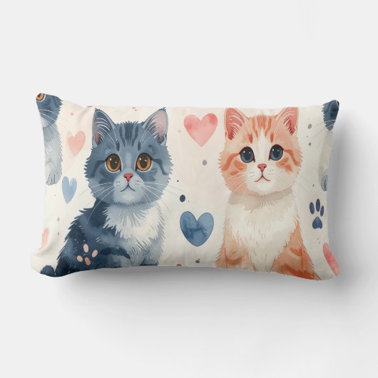 Mug & Kussen met Mooie Katten - Waterverf Speelse  (Voorkant)