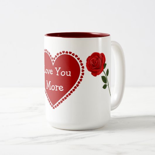 Mug Love You More Tweekleurige Koffiemok (Voorkant rechts)