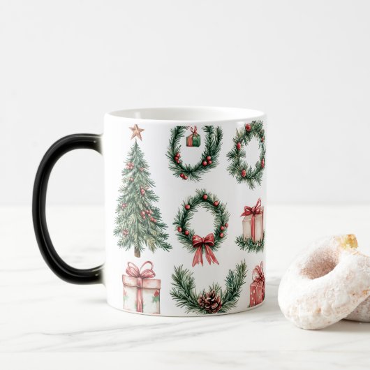 Mug Magic Festive Vintage Christmas Magische Mok (Met donut)