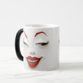 Mug Magic Sarcastic Women Face with Red Lips Magische Mok (Voorkant links)