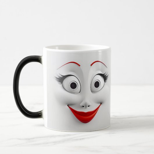 Mug Magic Sarcastic Women Face with Red Lips Magische Mok (Links)