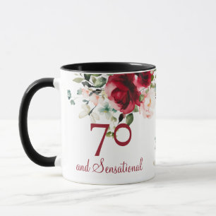Mug met bloemen voor 70e verjaardag mok