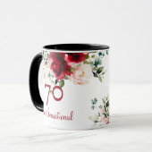 Mug met bloemen voor 70e verjaardag mok (Voorkant links)