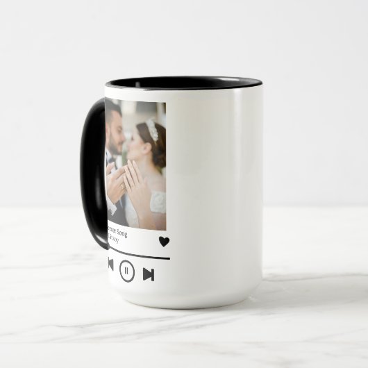 Mug met eigen foto en liedtekst, jubileumcadeau vo mok (Voorkant links)