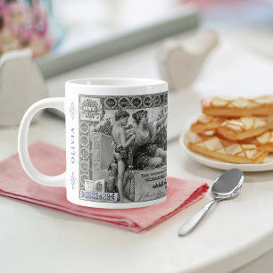 Mug met eigen naam – 1896 Zwart Dollarbiljet – Voo Grote Koffiekop