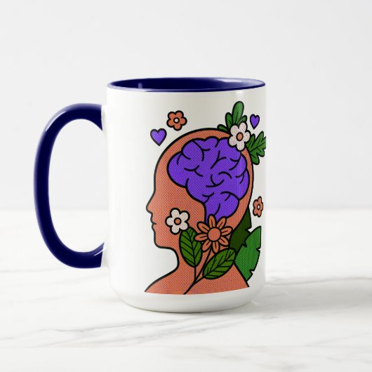 Mug met Illustratie van Bewuste Bloemige Hersenen Mok (Links)