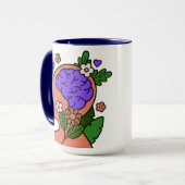 Mug met Illustratie van Bewuste Bloemige Hersenen Mok (Voorkant links)