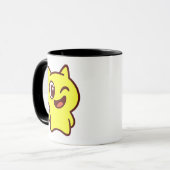 Mug met kat in geel. mok (Voorkant links)
