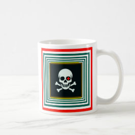 Mug met schedel en kruisbeenderen in piraatstijl. koffiemok