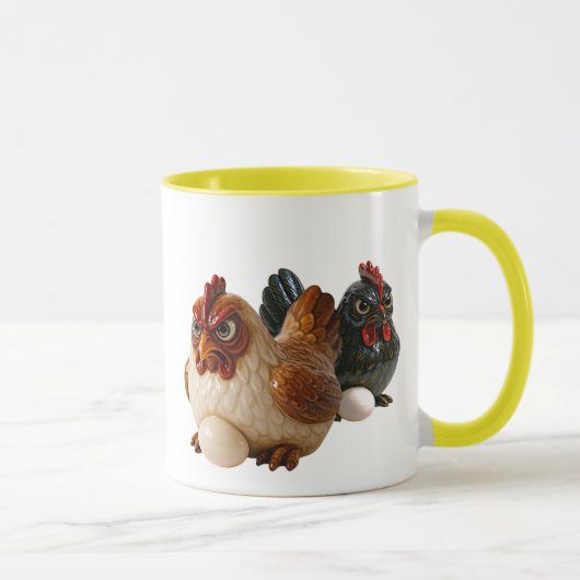 Mug met twee niet te sympathieke kippen. mok (Rechts)