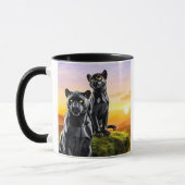 Mug met twee zwarte panthers in observatie. mok (Links)