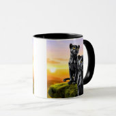 Mug met twee zwarte panthers in observatie. mok (Voorkant rechts)